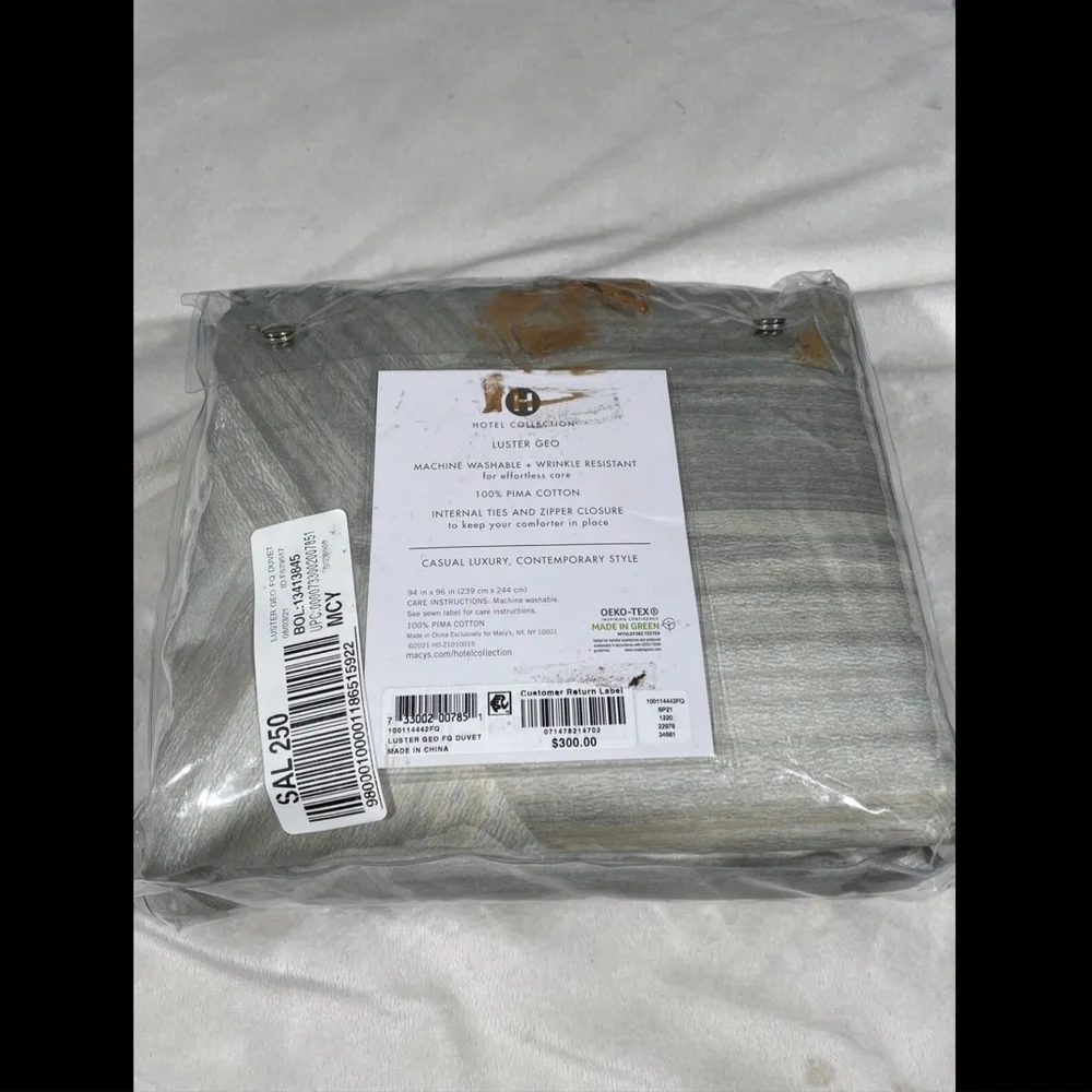NIB $300 Hotel Collection Luster Geo Duvet Comforter Cover [ Full/ Queen ] #D285